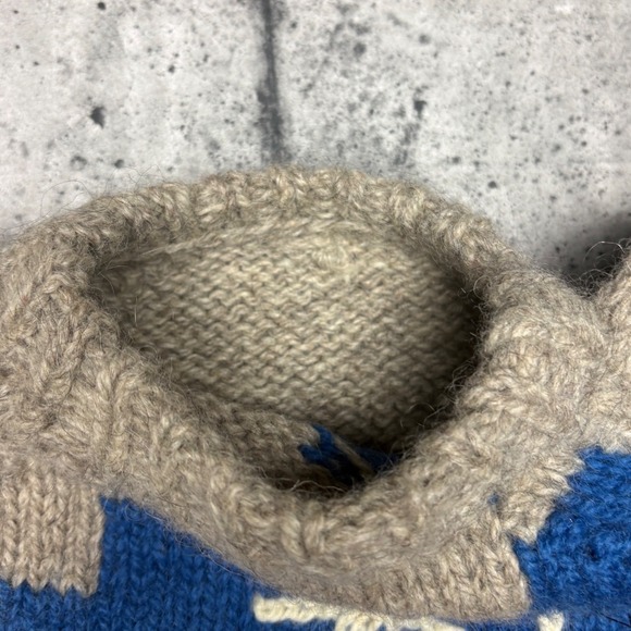 Vtg 80s/90s Handmade Kids Wool Knit Sweater Winter House Snowflake Pullover - Picture 6 of 6